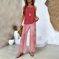 🌺 Women’s Trendy Print 2-Piece Outfit – Sleeveless Top & Pants Combo!
