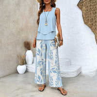 🌺 Women’s Trendy Print 2-Piece Outfit – Sleeveless Top & Pants Combo!