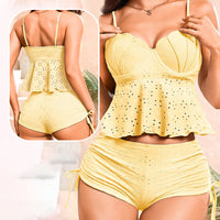 Women‘s Steel Brace Solid Color Halter Split Bikini
