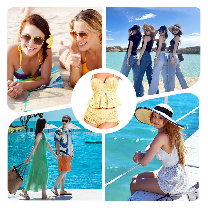 Women‘s Steel Brace Solid Color Halter Split Bikini