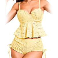 💕🌊Women‘s Steel Brace Solid Color Halter Split Bikini