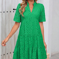 Women's Elegant Hollow Out Lace Ruffle Casual Mini Dress