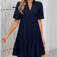 Women's Elegant Hollow Out Lace Ruffle Casual Mini Dress