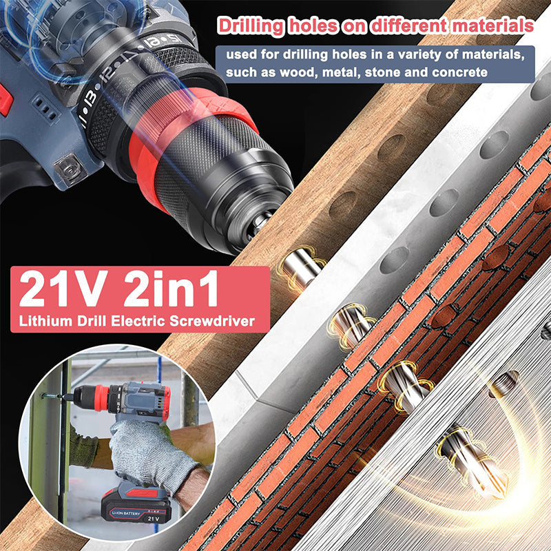 Electric Drill & Screwdriver with Removable Chuck（50% OFF）