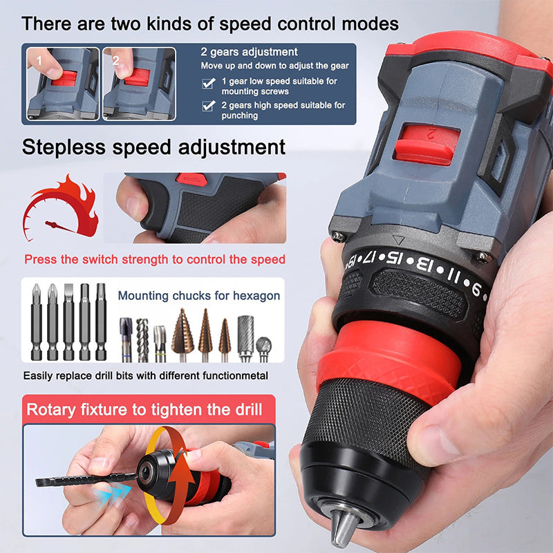 Electric Drill & Screwdriver with Removable Chuck（50% OFF）