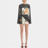Women's long-sleeved mini dress with fashionable print