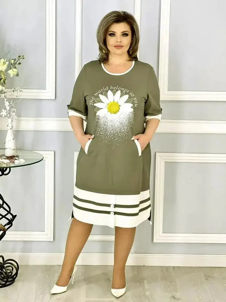 Fashionable Chamomile Pattern Dress