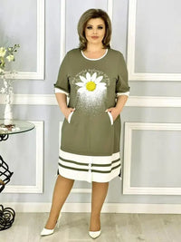 Fashionable Chamomile Pattern Dress