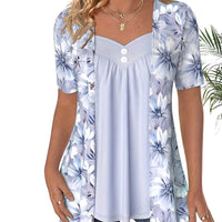 Women's Irregular Floral Patchwork Top