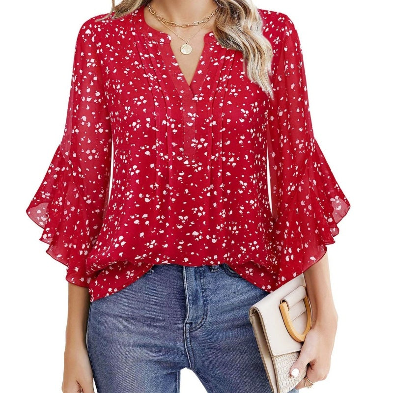 🎁Hot sale🔥Women's 3/4 Sleeve Chiffon Blouse – Elegant Business Casual Top
