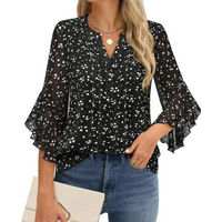 🎁Hot sale🔥Women's 3/4 Sleeve Chiffon Blouse – Elegant Business Casual Top